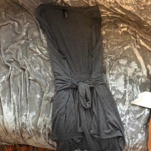 Pretty, grey sleeveless tie blouse